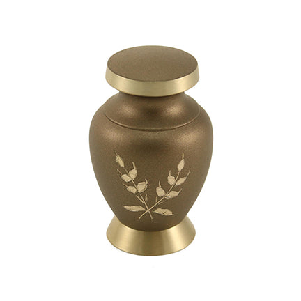 Bronze Wheat Brass Mini Keepsake Urn