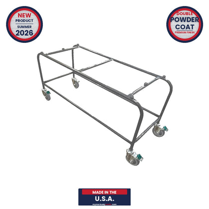 
Funeral Home Casket Cart | Rolling Mortuary Utility Trolley | Prep Room Casket Stand | Economy Value Buy | Dark Gray Powder Coat USA Made