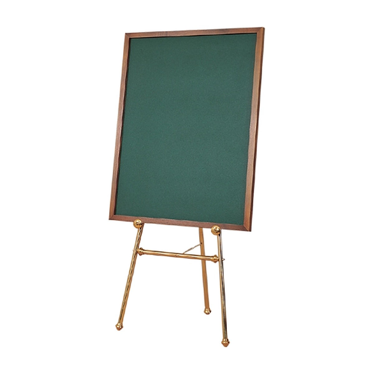 Large celebration of life magnetic display board with green background on a brass easel