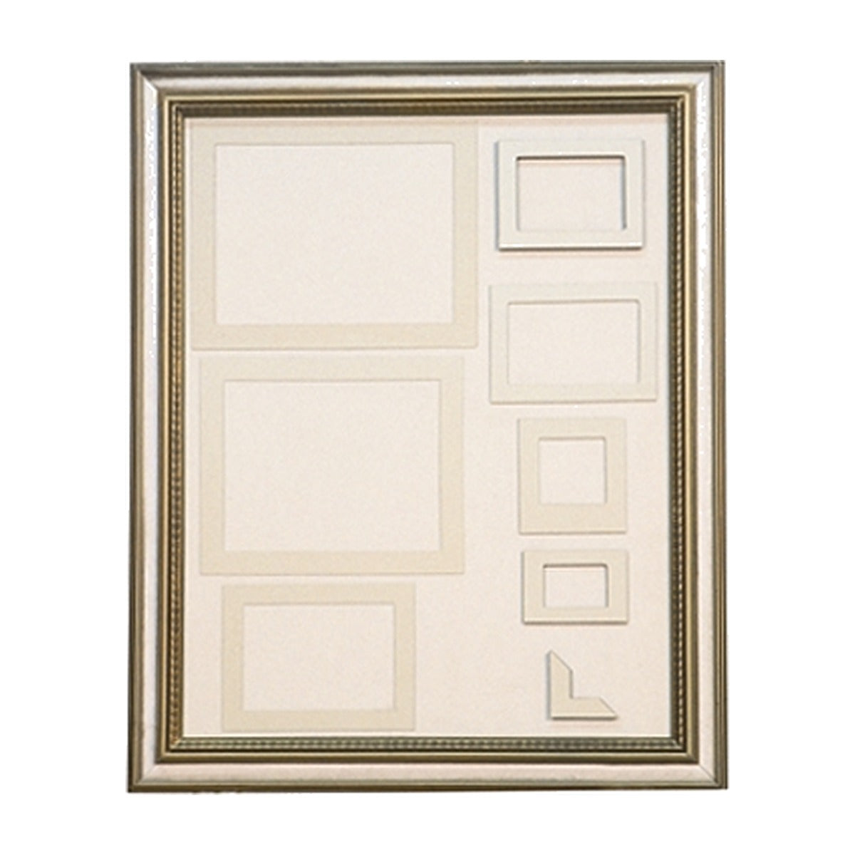 Set of magnetic photo mats in assorted sizes on a celebration of life display board