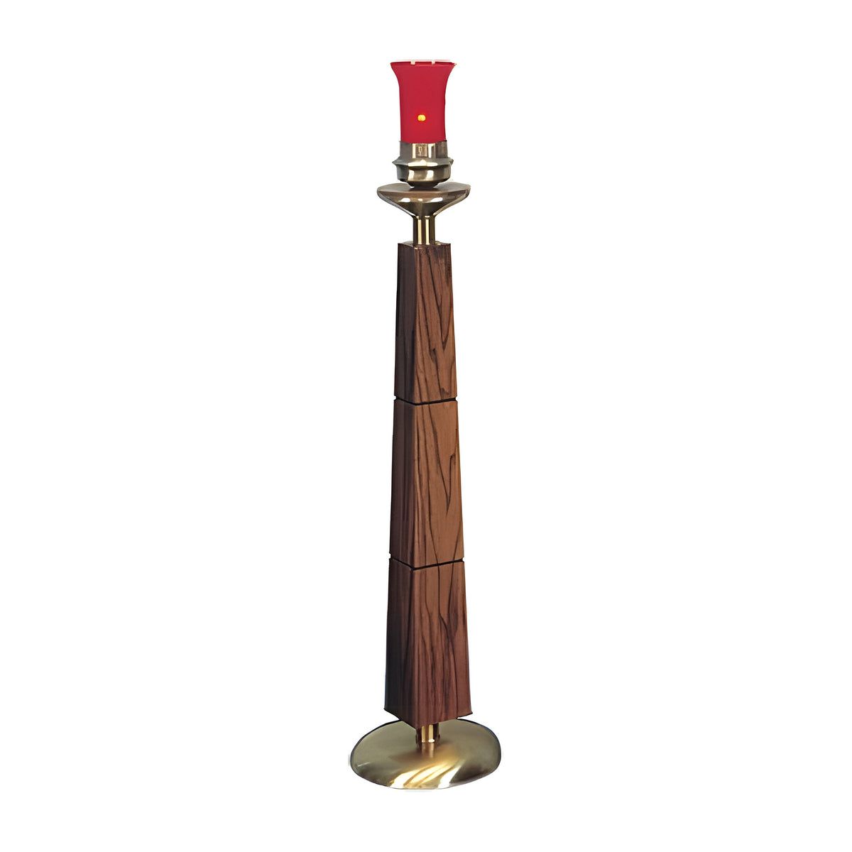 Chesapeake Candlestick in English oak with antique brass by American Mortuary Equipment
