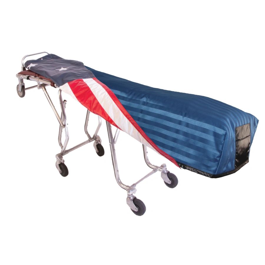 Cobalt Satin Stripe Cot Cover - Standard, Patriot Reversible Lining