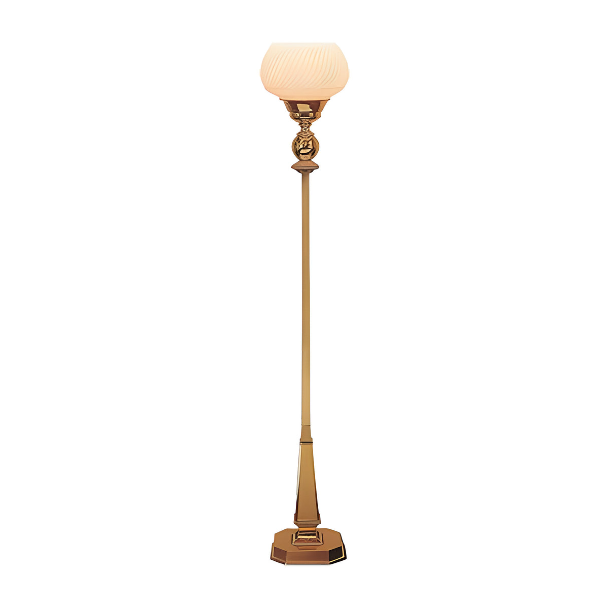 Crestline Torchiere Lamp in walnut laminate with gold-tone accents by American Mortuary Equipment