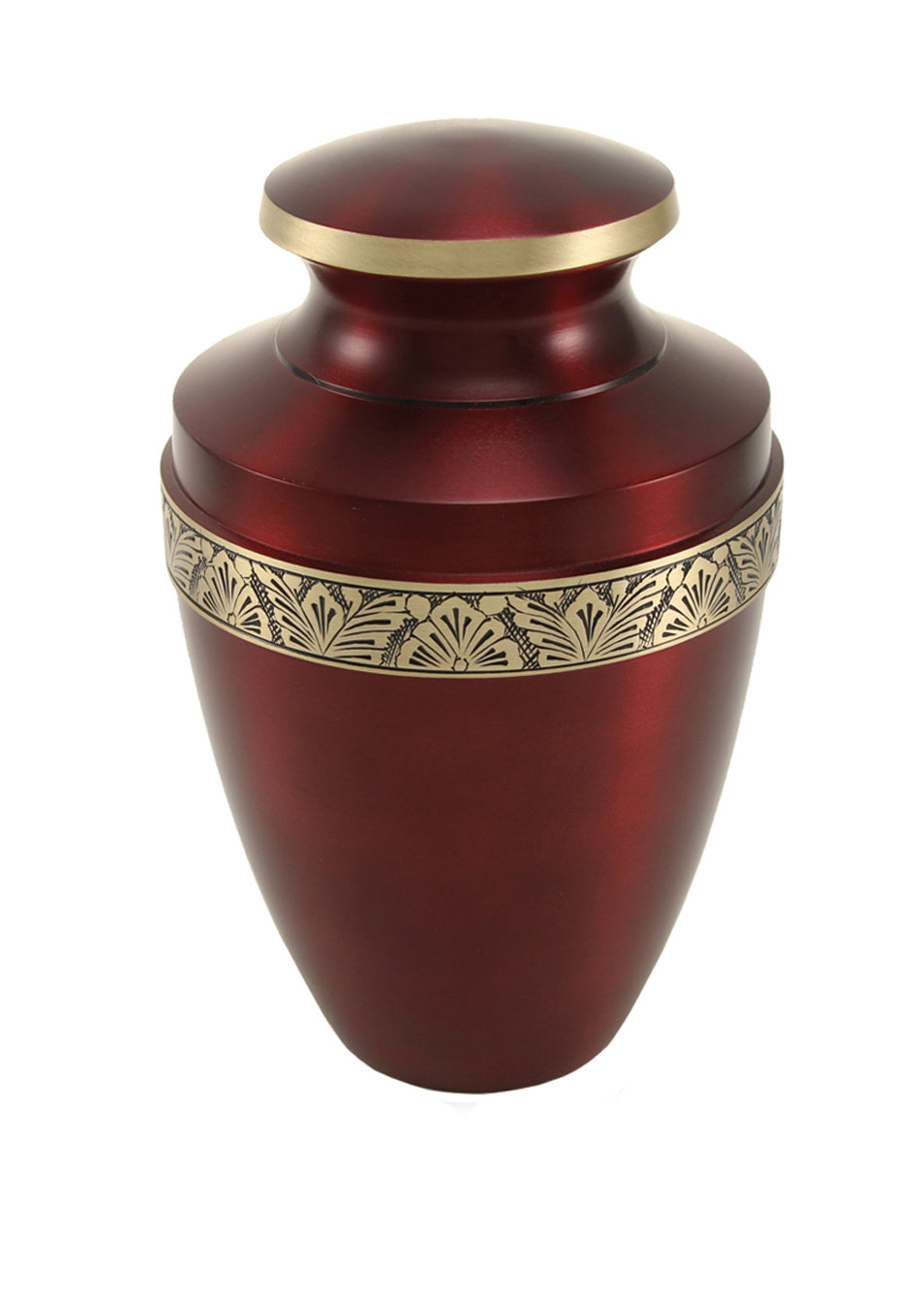 Crimson Banded Brass Full Size Cremation Urn