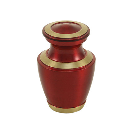 Crimson High Gloss Brass Mini Keepsake Urn, Mini Keepsake, 3 x 1.7 x 1.7 in