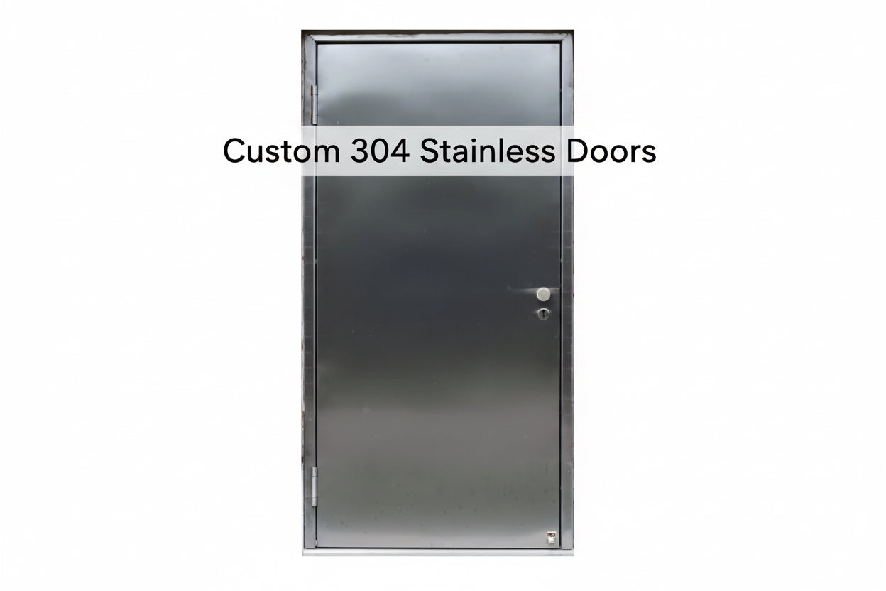 Custom American Mortuary Cooler Exclusive 304 stainless steel single swing door with high-security hinges and lock options made in Johnson City TN.