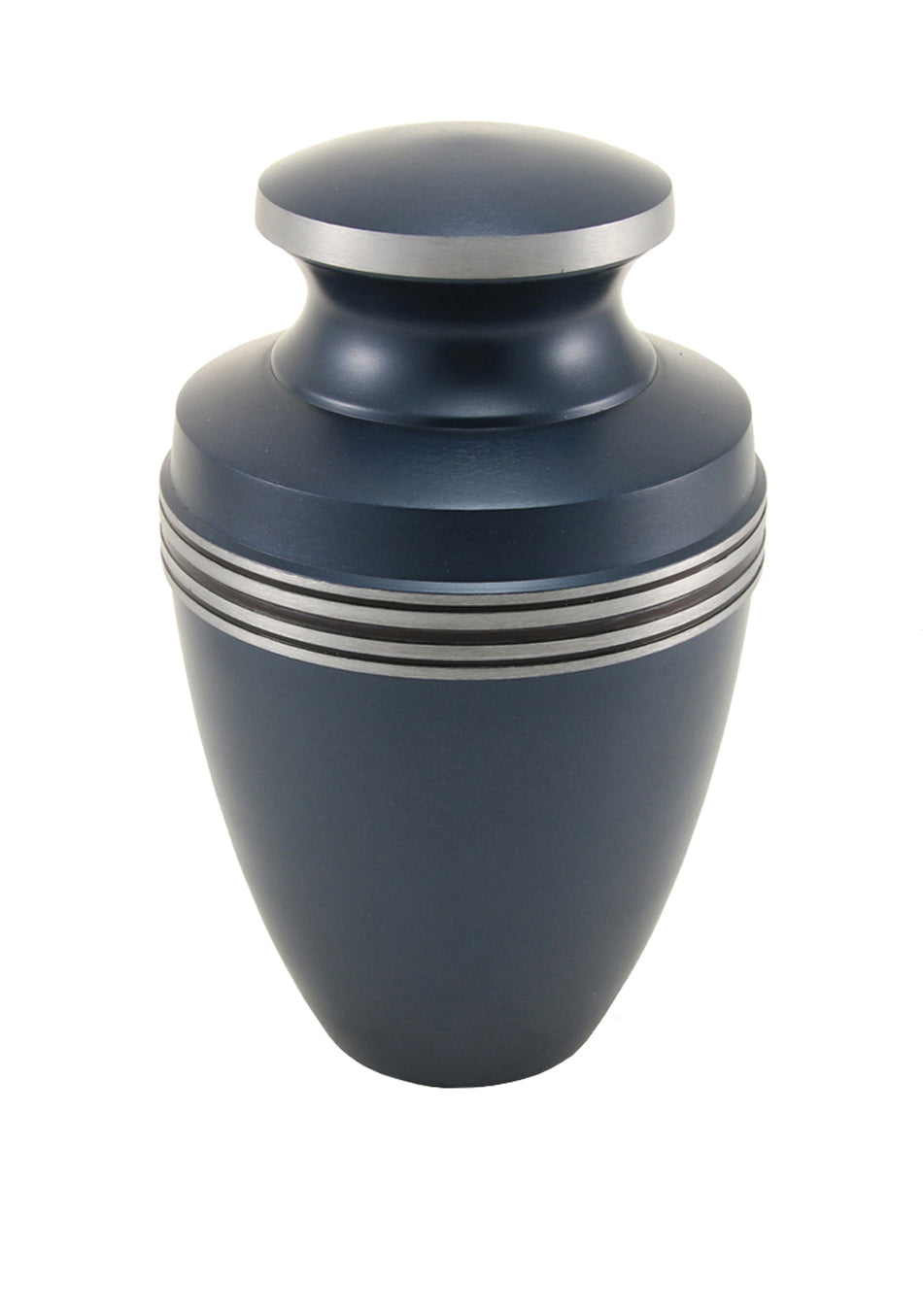 Deep Blue Banded Aluminum Full Size Cremation Urn, Full Size (Adult), 10.6 x 6.6 x 6.6 in