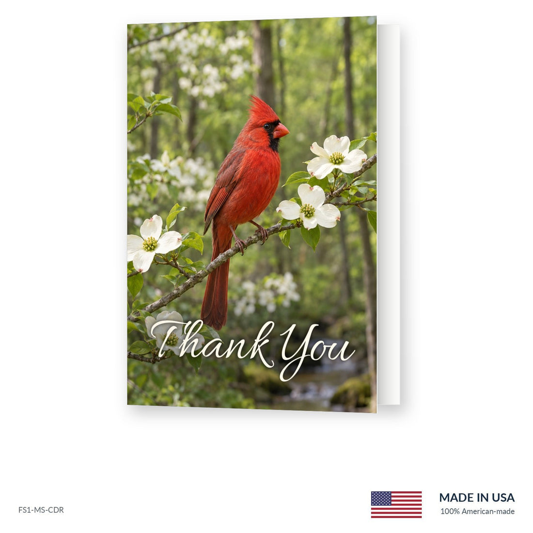Dogwood Cardinal Funeral Acknowledgment Cards