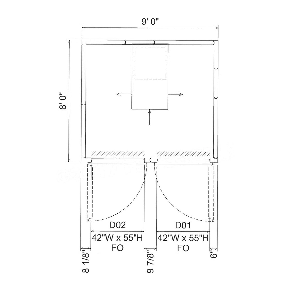6-body dual-door walk-in mortuary cooler refrigeration system, self-contained morgue cooling | American Mortuary Coolers