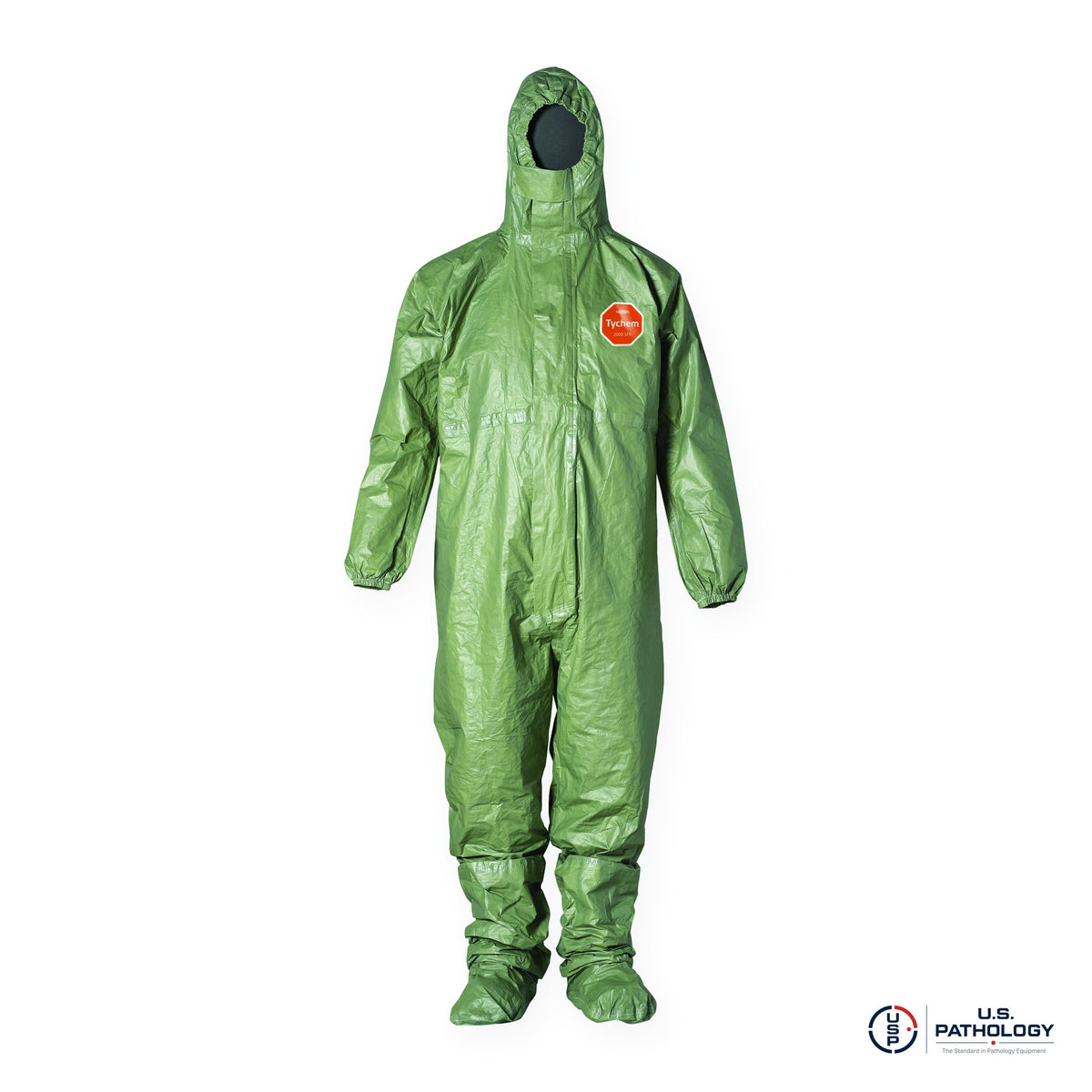 DuPont™ Tychem® 2000 SFR Coverall, Secondary Flame Resistant, Taped Seams – QS128T coverall with attached socks