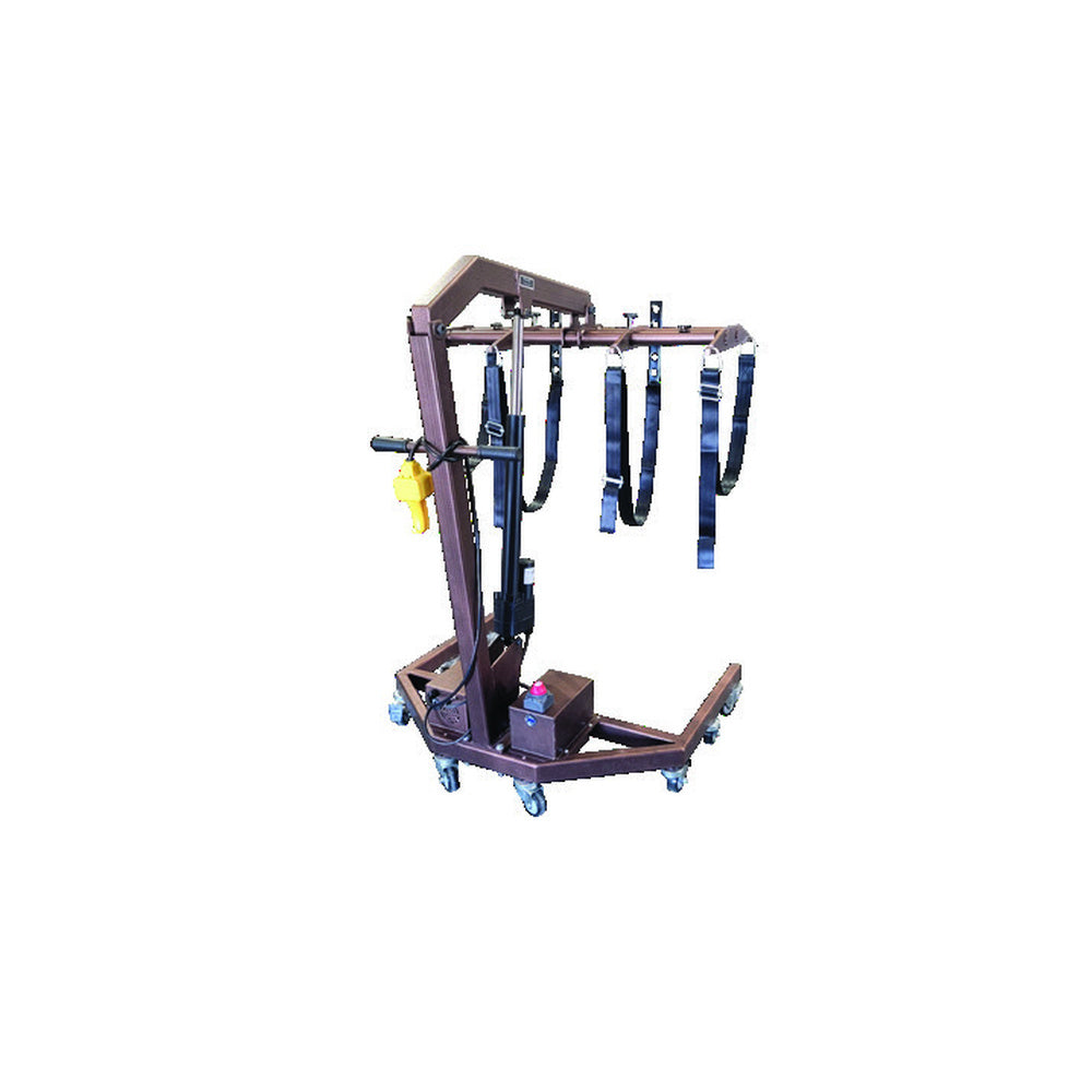 500-BCL-P electric body lift model reference showing the installed strap arrangement. Replacement strap set only; complete lift not included.