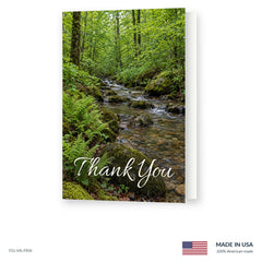 Fern-Lined Creek Funeral Acknowledgment Cards