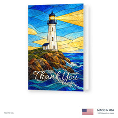 Glass Lighthouse Funeral Acknowledgment Cards