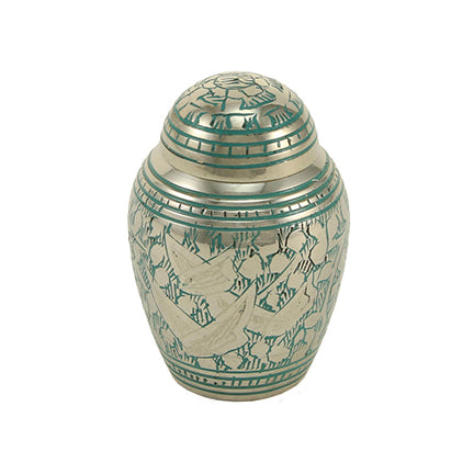 Green Flying Doves Brass Mini Keepsake Urn, Mini Keepsake, 2.4 x 1.7 x 1.7 in