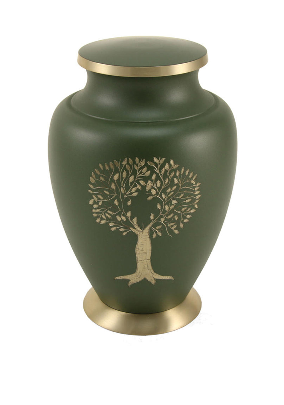 Green Tree of Life Brass Full Size Cremation Urn, Full Size (Adult), 10 x 6.6 x 6.6 in