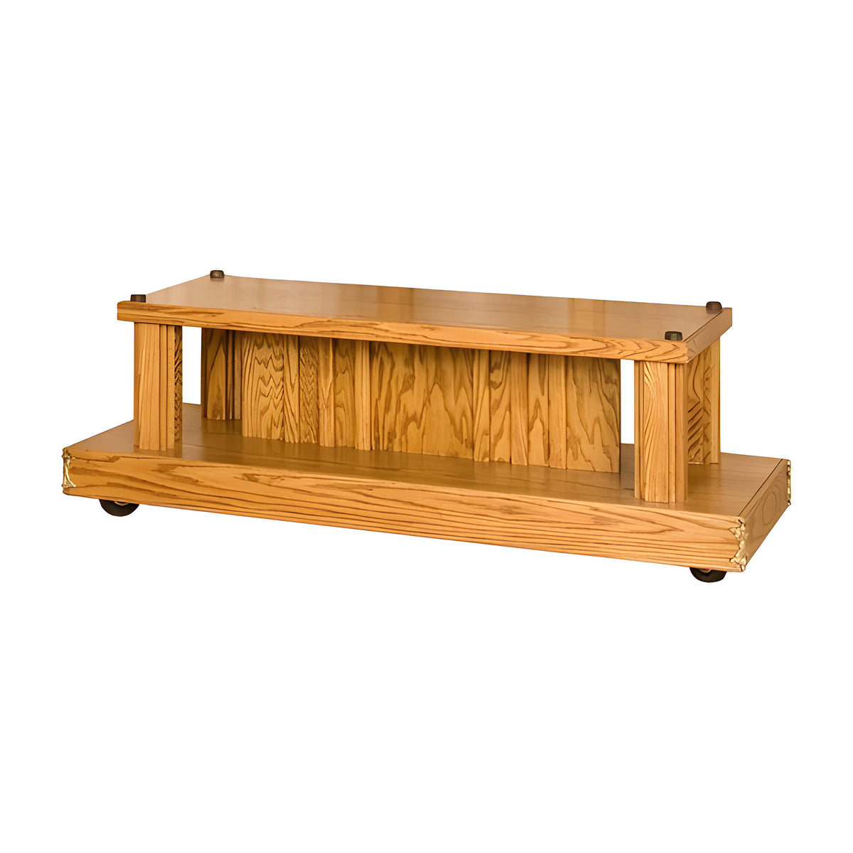 Heartland Casket Bier in solid oak in a prairie style by American Mortuary Equipment