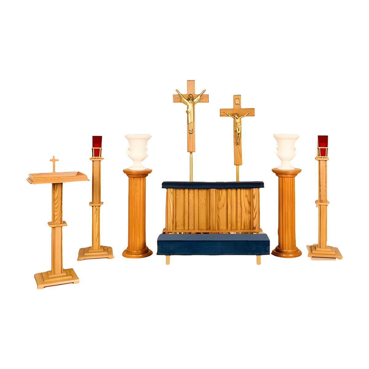 Heartland Devotional Set in solid oak in a prairie style by American Mortuary Equipment