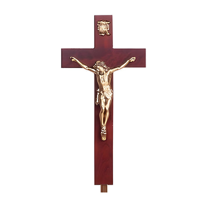 Heritage Crucifix on Stand in solid cherry with carved posts by American Mortuary Equipment