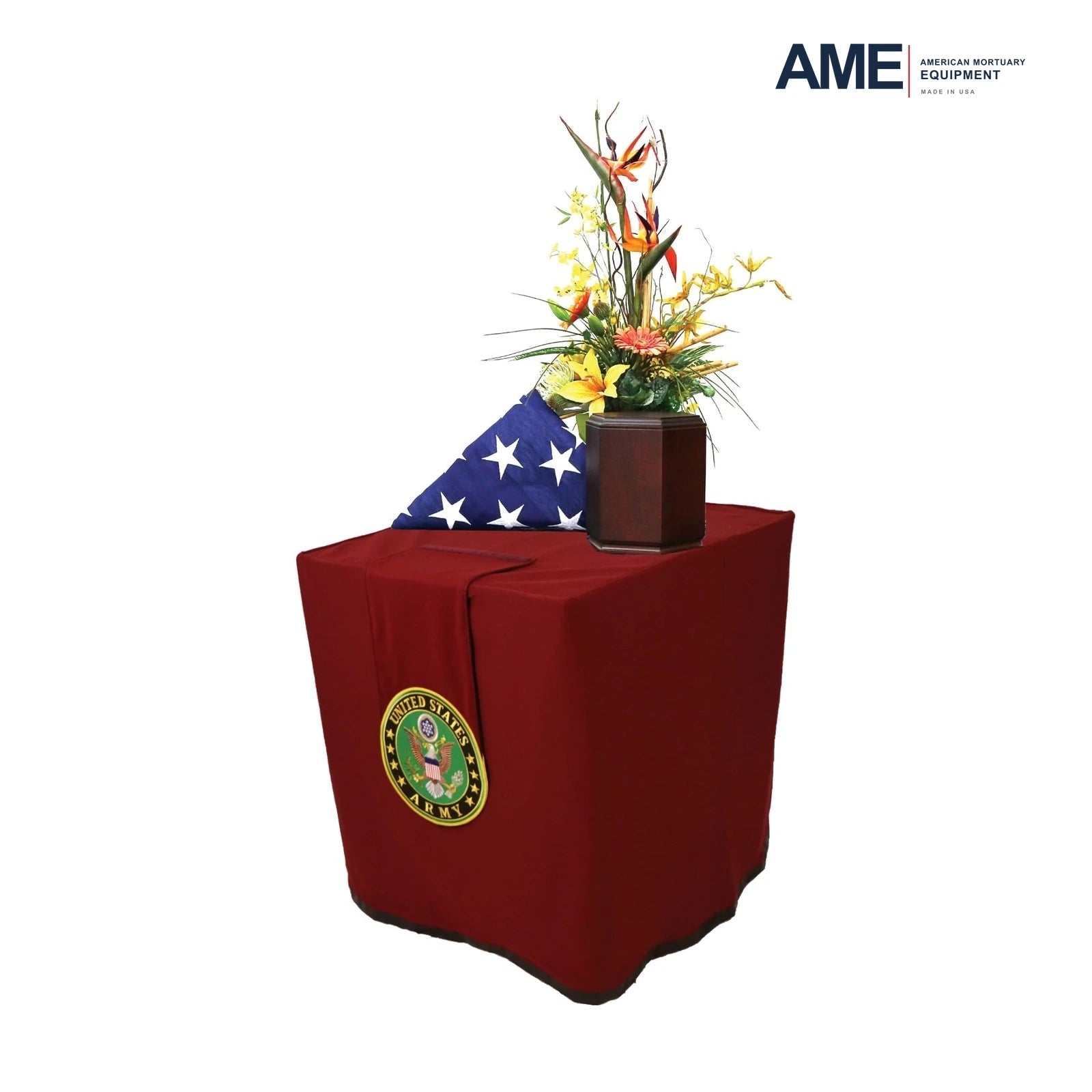 Honoring Service Burgundy Portable Presentation Table – Standard – VT Service Burgundy with Setup
