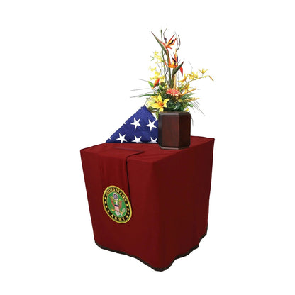 Honoring Service Burgundy Portable Presentation Table – Standard – VT Service Burgundy with Setup