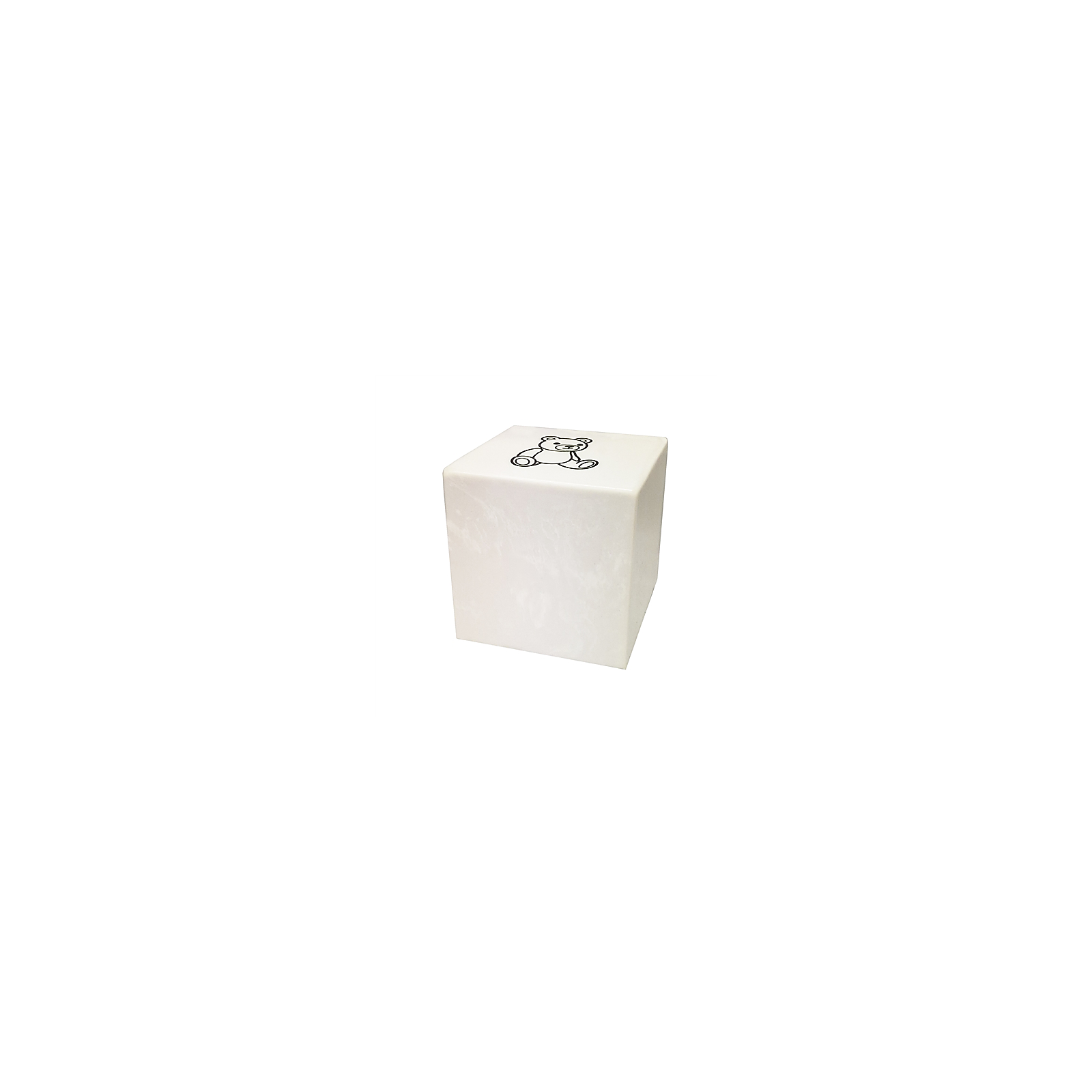 Small White Cube with Teddy Bear Child Memorial Urn — INF-012
