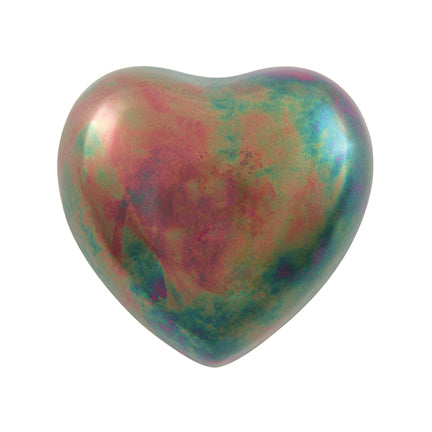 Iridescent Rainbow Brass Heart Keepsake Urn, Heart Keepsake, 2.7 x 2.9 x 1.6 in