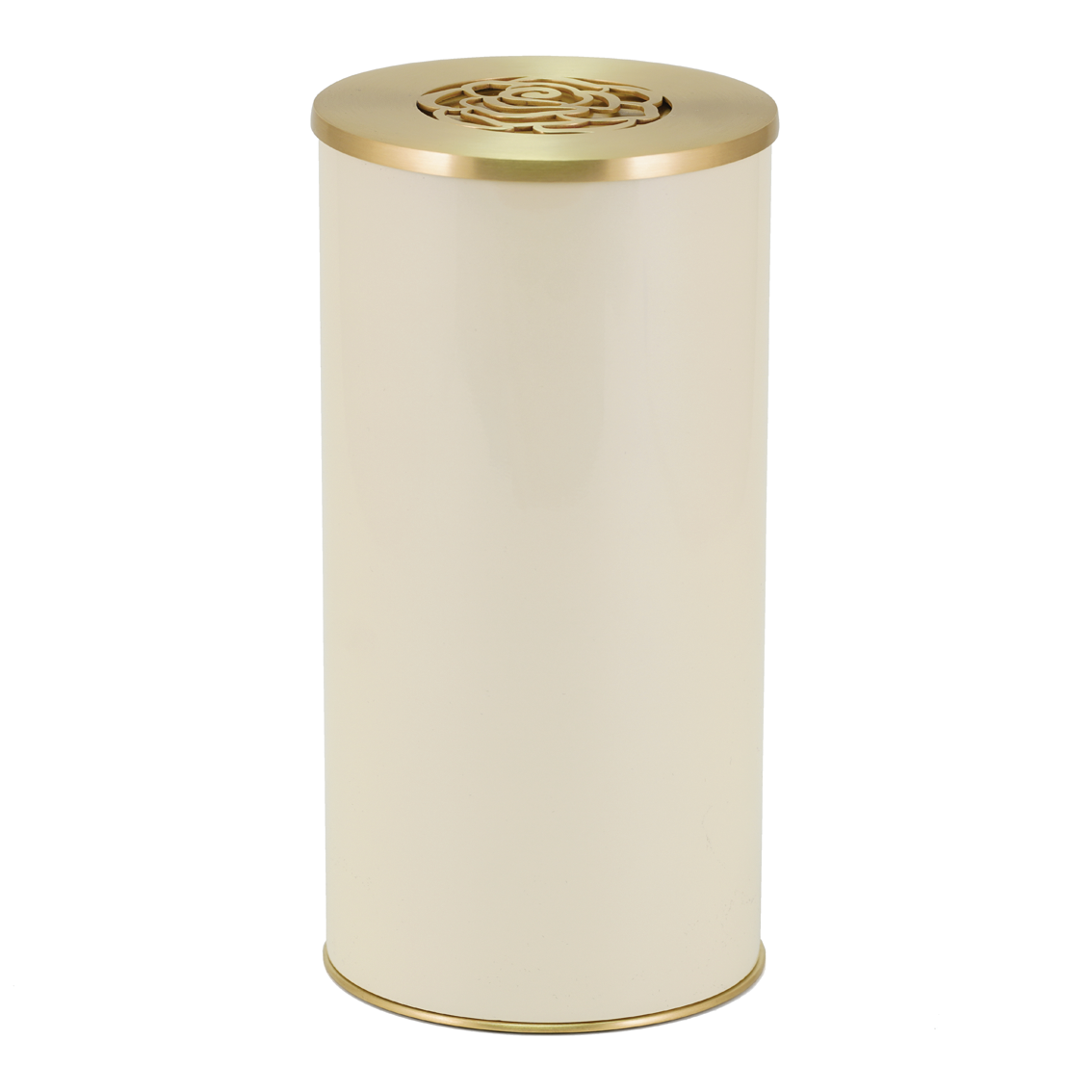 Ivory Cylinder Rose Scattering Urn, Full size adult scattering urn, 10.75 x 5.35 x 5.35 in