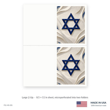 Ivory Star funeral service folders, Large 2-Up 8.5 × 11 in sheet microperforated into two folders, Funeral Source One FS1-MS-IDS