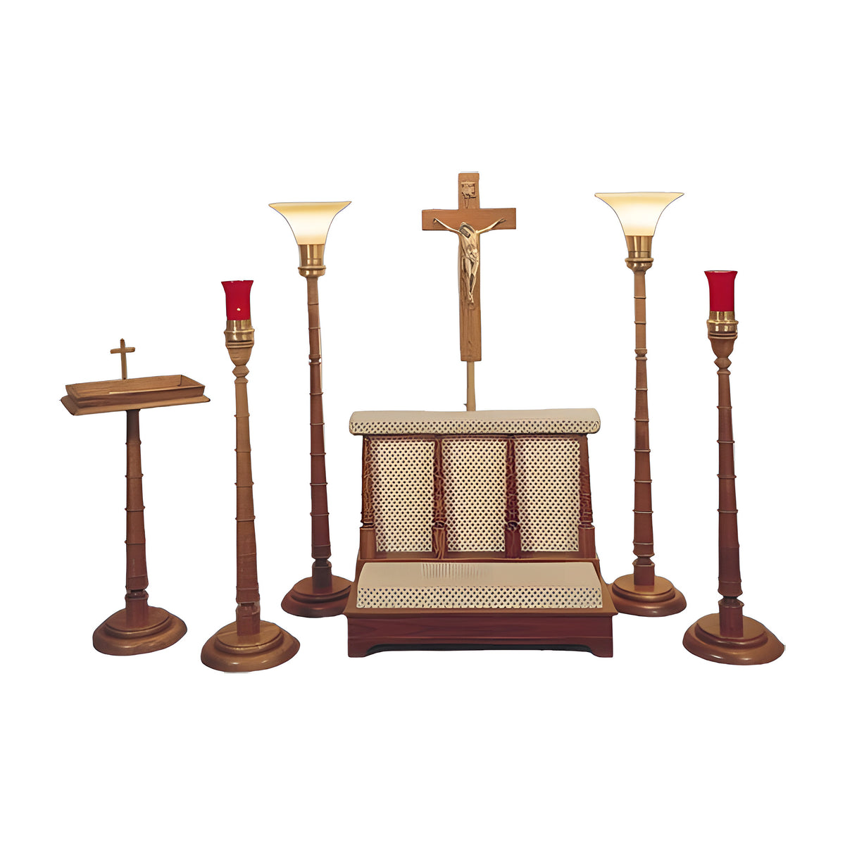 Lakeshore Devotional Set in solid English oak by American Mortuary Equipment