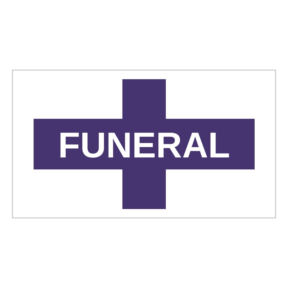 Lead car flag banner: Funeral Cross – Purple on White