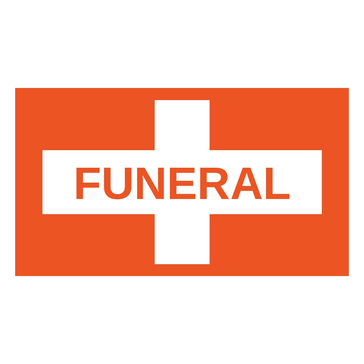 Lead car flag banner: Funeral Cross – White on Orange