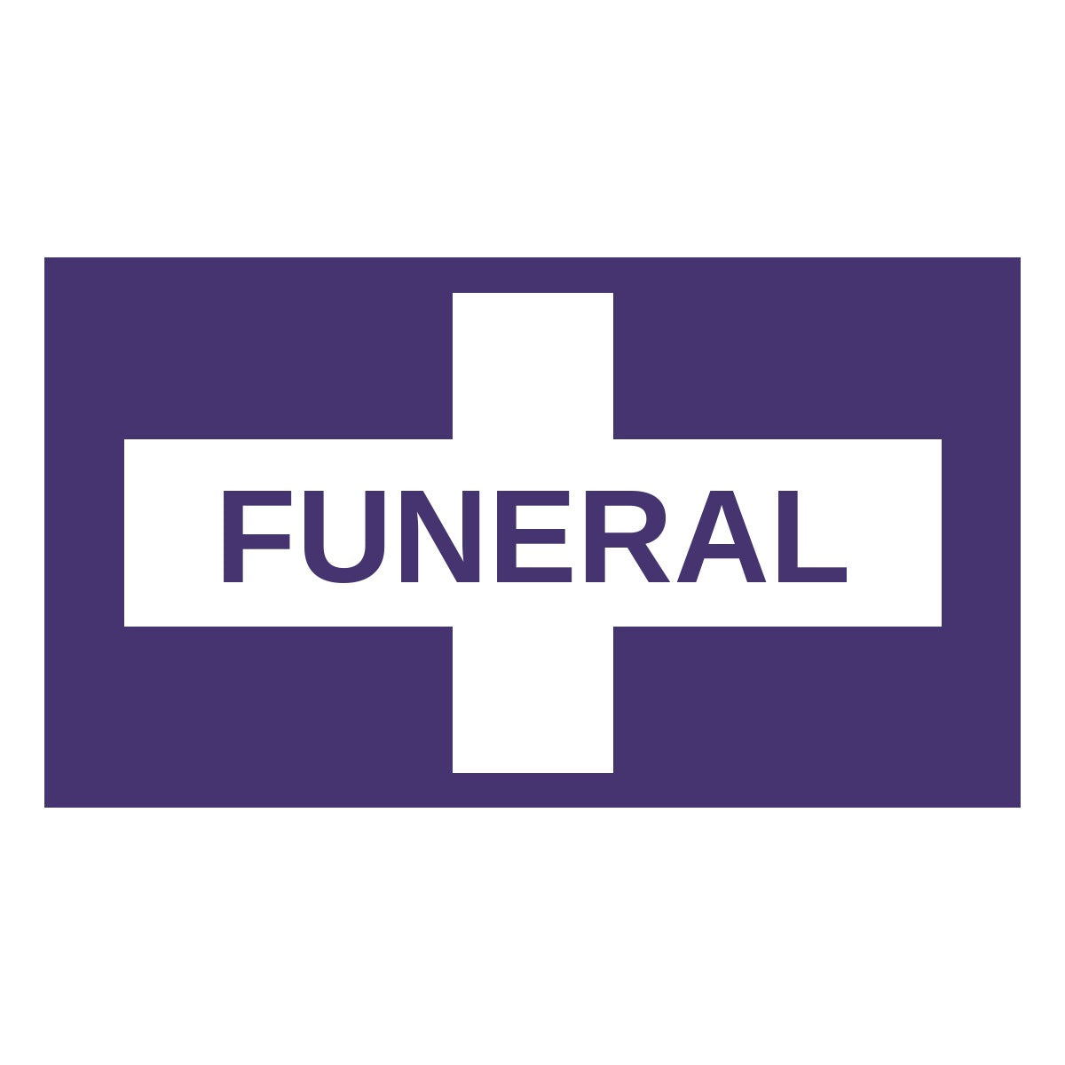 Lead car flag banner: Funeral Cross – White on Purple