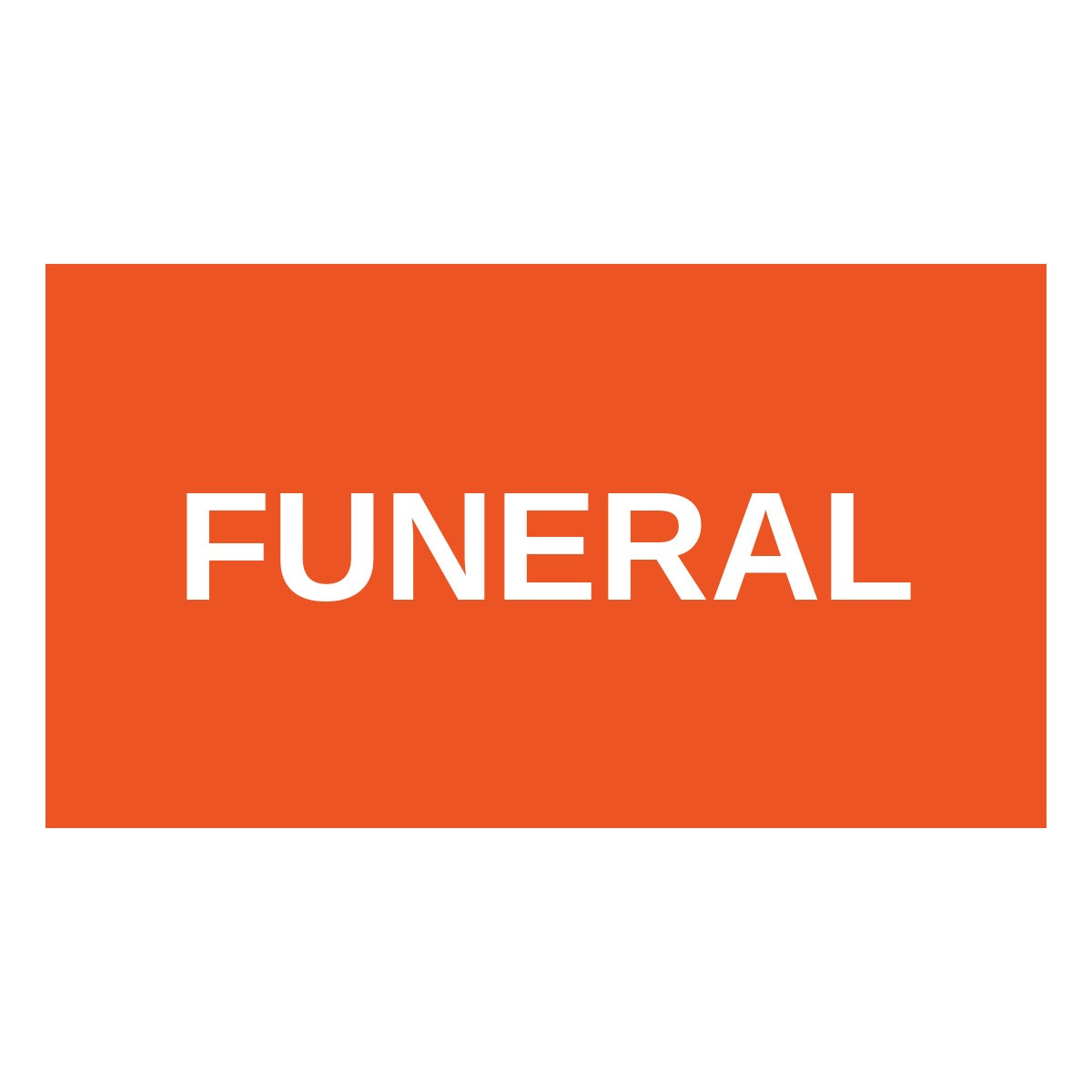 Lead car flag banner: Funeral – White on Orange