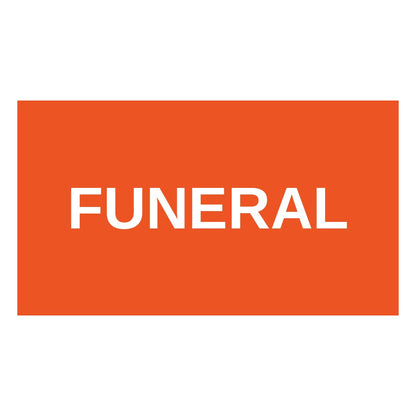 Lead car flag banner: Funeral – White on Orange
