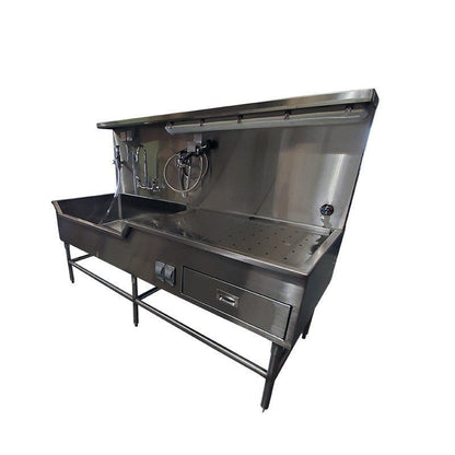 Left - Hand Embalming Sink Station - 1036 - 8L - American Mortuary Coolers & Equipments