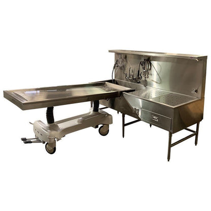 Left - Hand Embalming Sink Station - 1036 - 8L - American Mortuary Coolers & Equipments