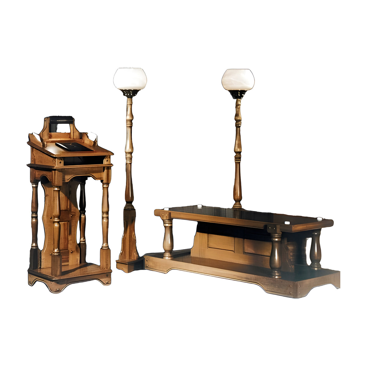 Liberty Chapel Set in solid maple in a burnt maple finish by American Mortuary Equipment