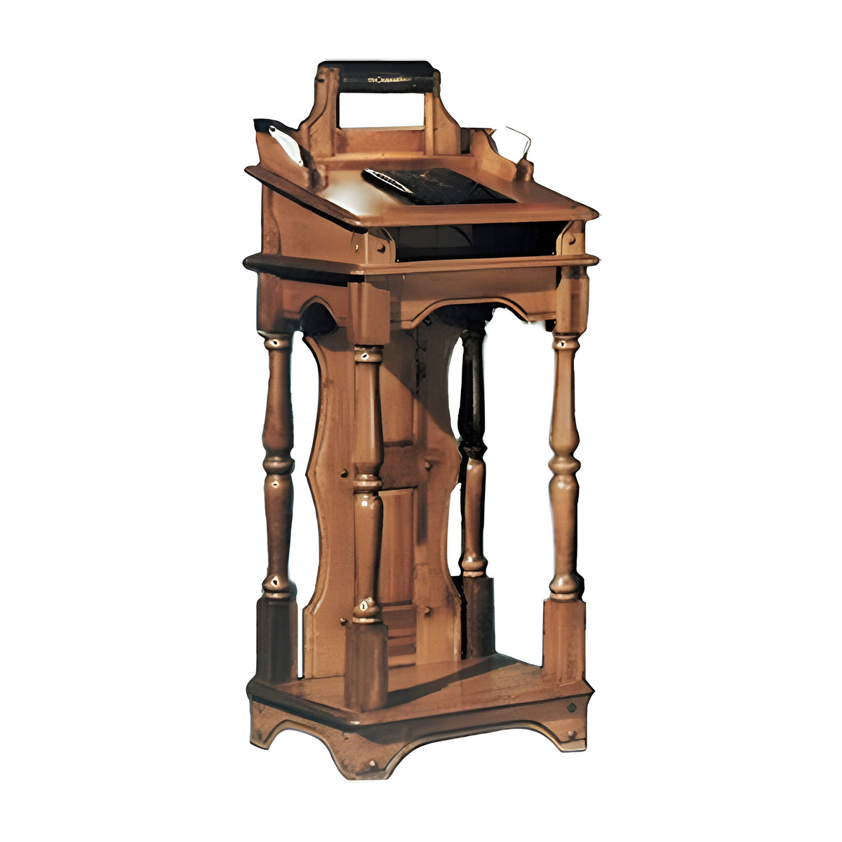 Liberty Lectern & Register in solid maple in a burnt maple finish by American Mortuary Equipment