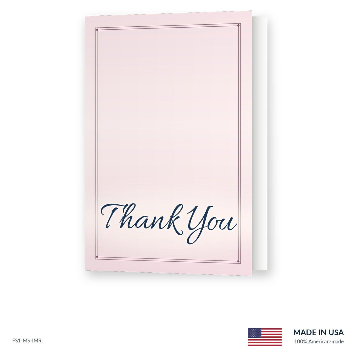 Memory Rose funeral acknowledgment card shown slightly open, Funeral Source One FS1-MS-IMR, Made in the USA