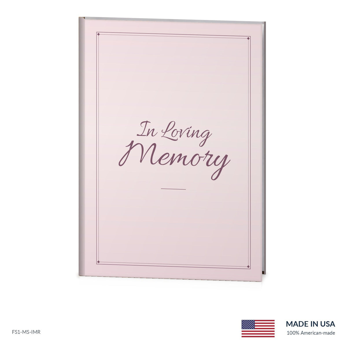 Memory Rose funeral register book with full-color cover wrap and visible page edge, Funeral Source One FS1-MS-IMR, Made in the USA