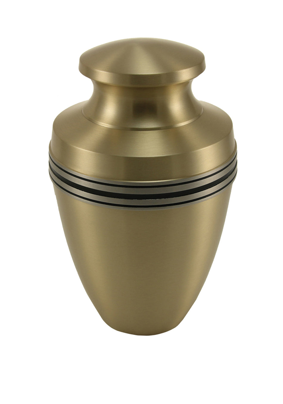 Metallic Bronze Banded Brass Full Size Cremation Urn