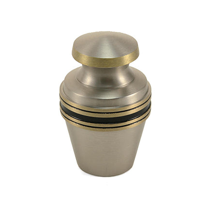 Metallic Pewter Banded Brass Mini Keepsake Urn