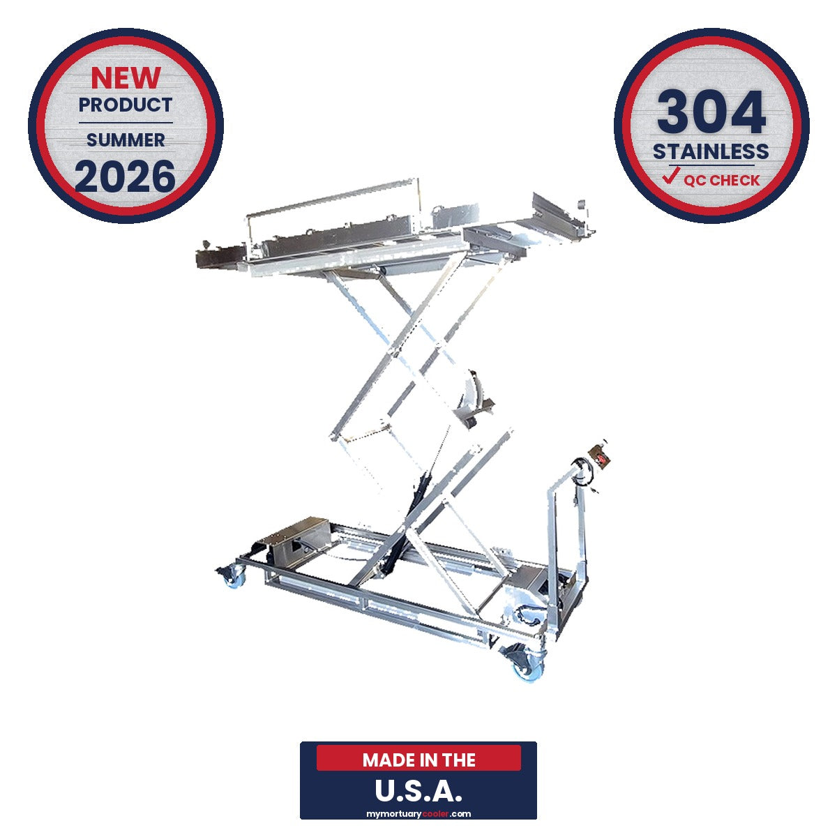 Cadaver Lift Trolley – Stainless Mortuary Lift Cart - prep room table