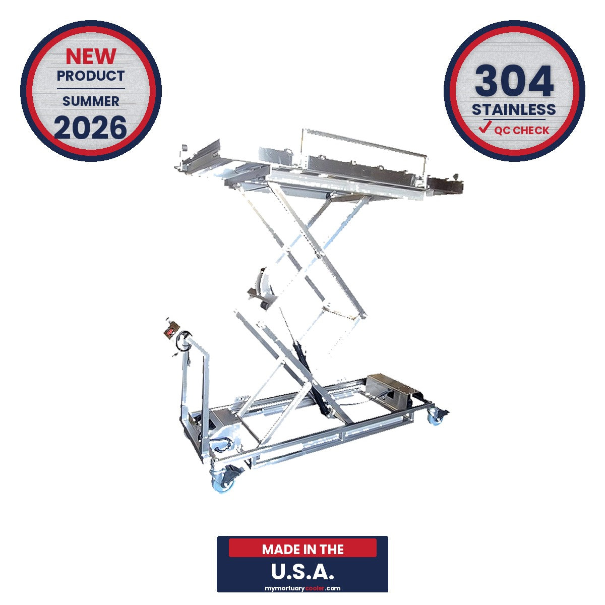 FEMA & DMORT Mortuary Lift Trolley | DoD VA Medical Cadaver Cart | Mass-Fatality Disaster Response Body Handling Lift