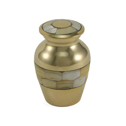 Mother of Pearl Inlay Bronze Mini Keepsake Urn, Mini Keepsake, 2.4 x 1.7 x 1.7 in