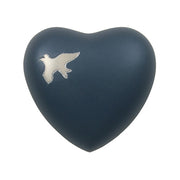 Navy Ascending Birds Brass Heart Keepsake Urn