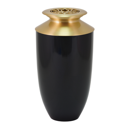 Onyx Lotus Scattering Urn, Full size adult scattering urn, 11.4 x 6.2 x 6.2 in