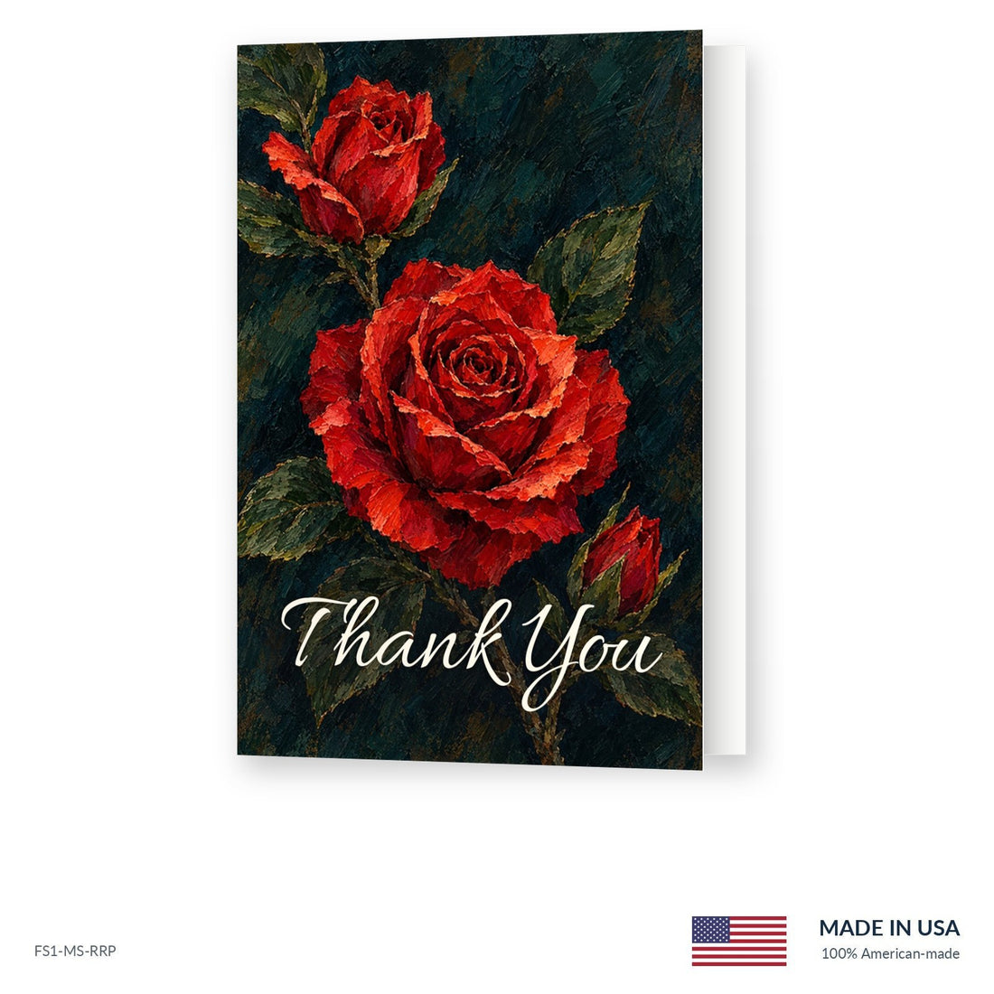 Painted Rose Funeral Acknowledgment Cards