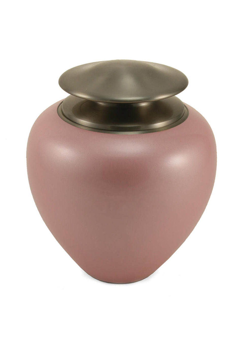 Pearl Pink with Silver Lid Brass Full Size Cremation Urn