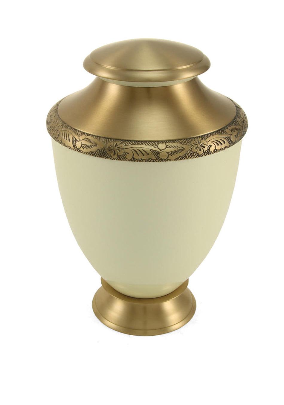 Pearl with Brass Band Full Size Cremation Urn